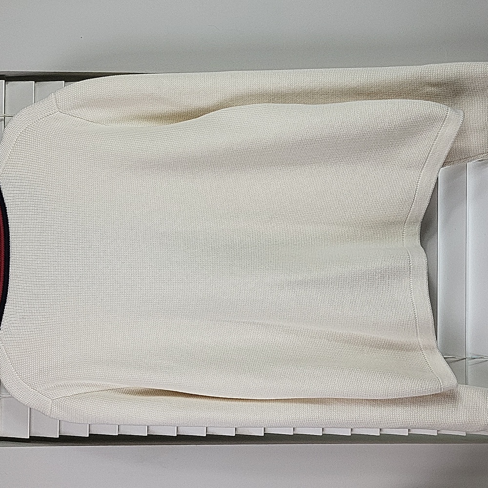 J. Crew Cream Bouclé Cardigan with Navy & Red Trim. Size XXL - Picture 11 of 14